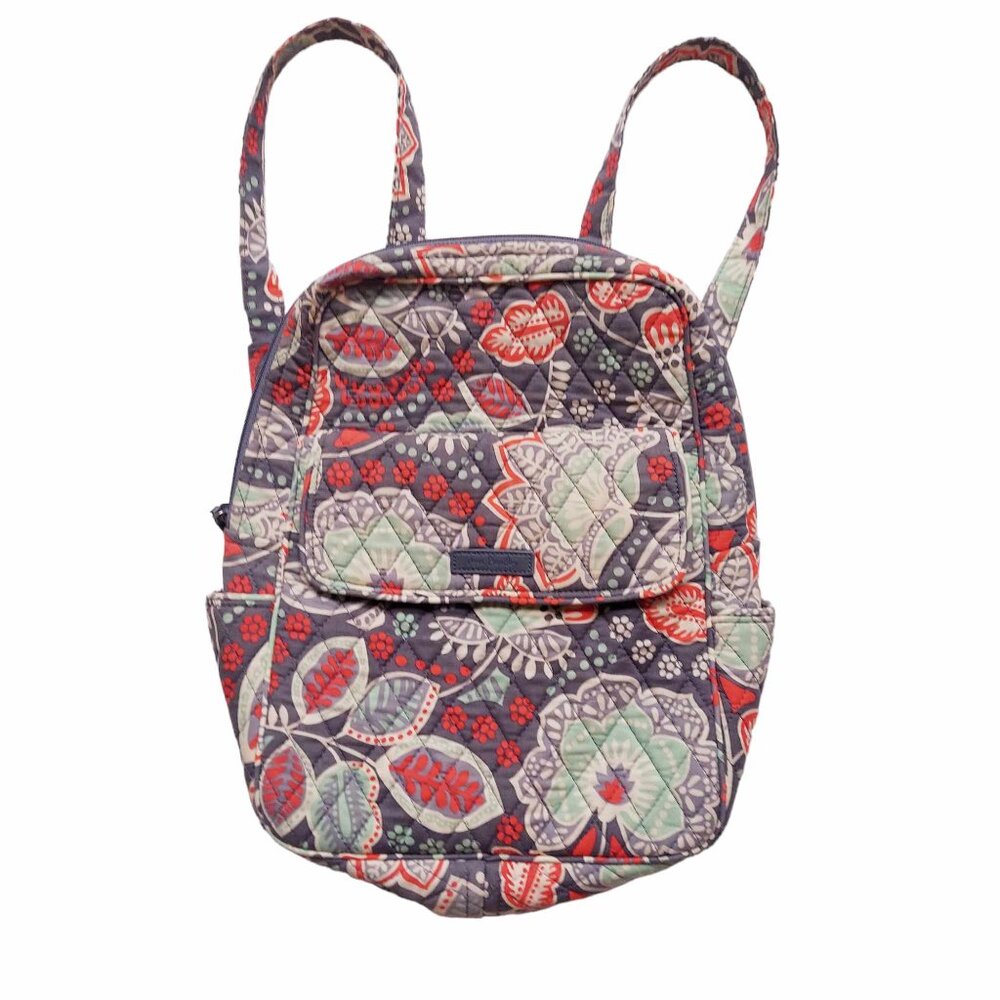 Vera Bradley Quilted Small Backpack Blue/Grey, Orange, Mint